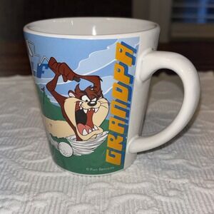 Vintage 2000 Loony Tunes Tasmanian Devil Fishing Golfing Grandpa Coffee Cup/Mug